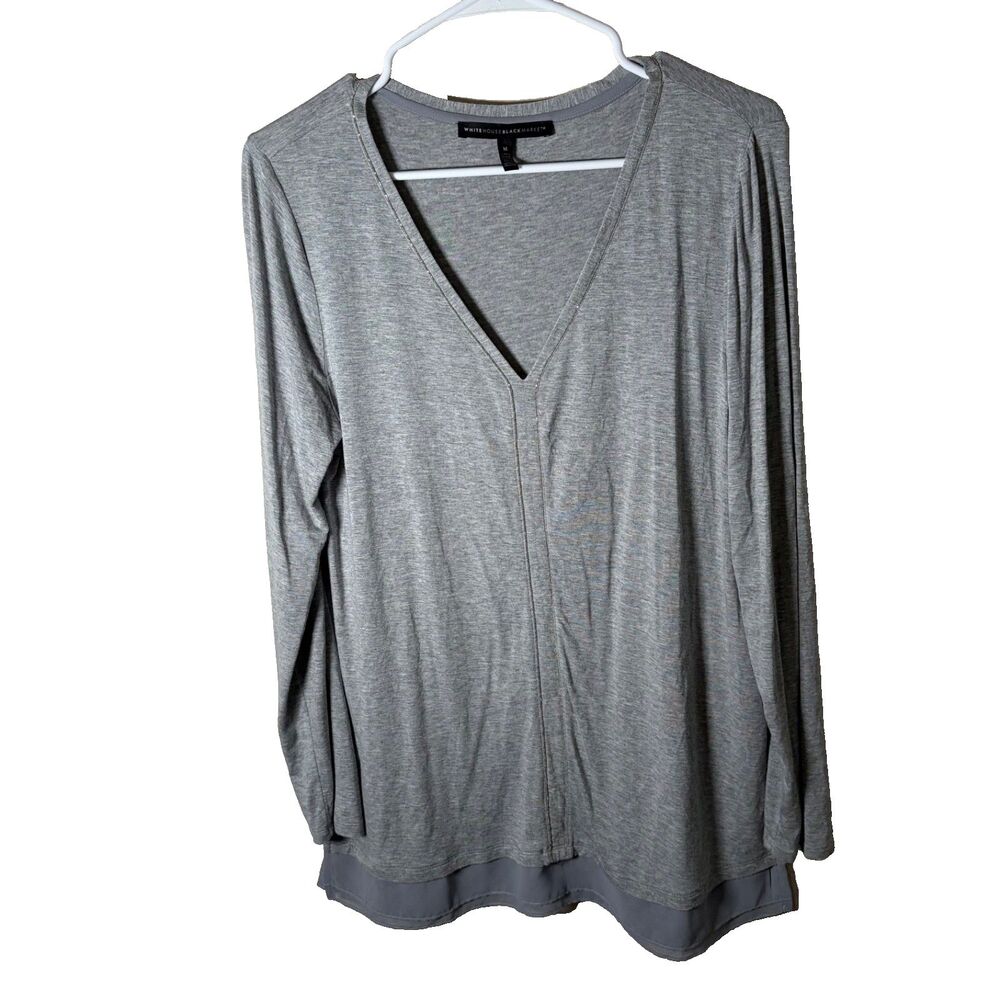 White House Black Market V-Neck Long Sleeve Layered Shirt Top